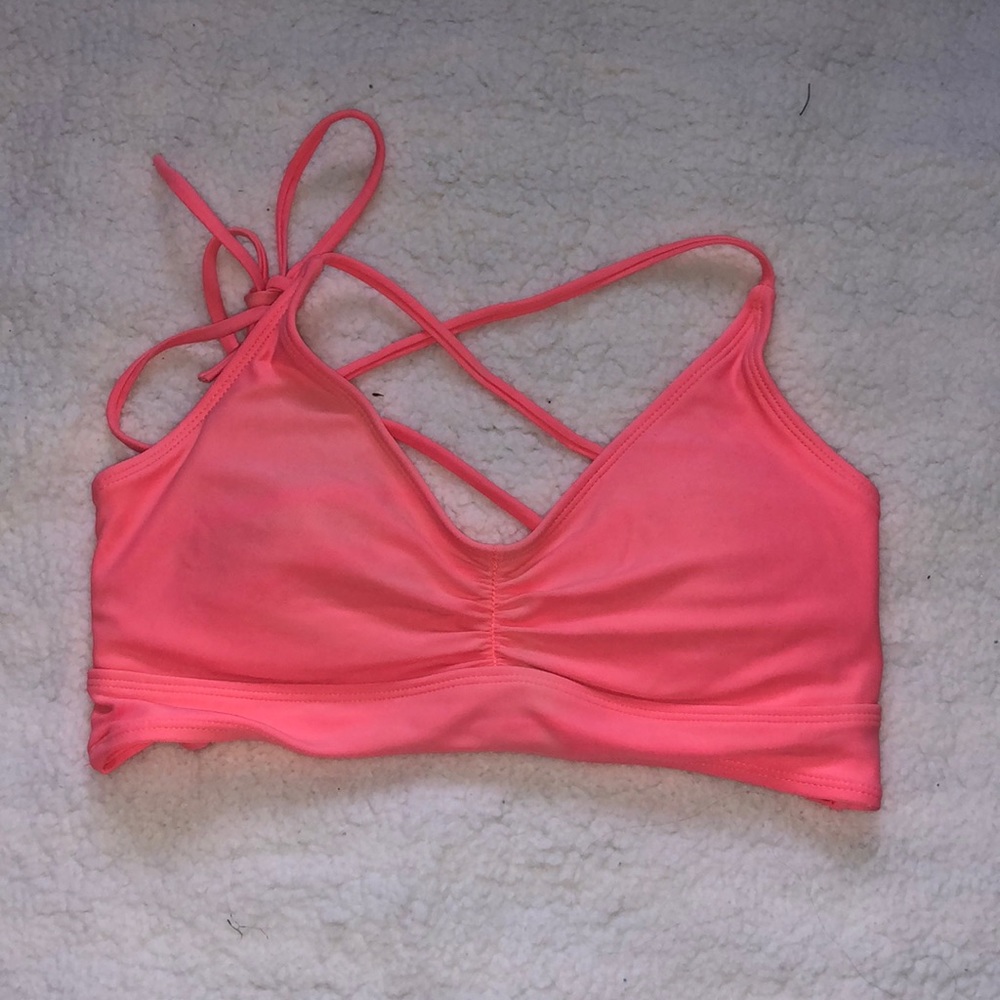 orangey pink bikini top